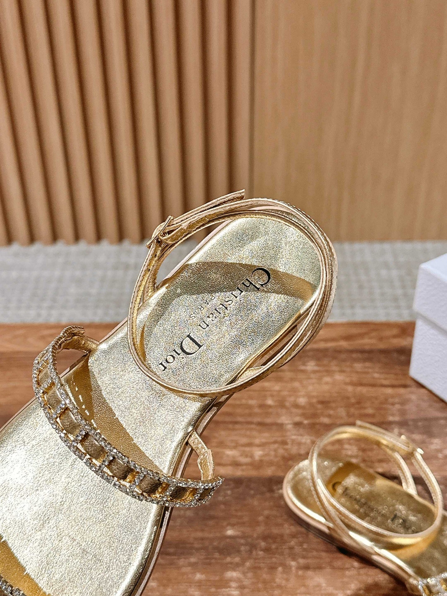 TWO-STRAP RHINESTONE SANDALS IN GOLD LAMBSKIN mysite