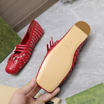 GG HORSEBIT BALLET FLAT RED HORIZONTAL STRAPS LAMBSKIN mysite