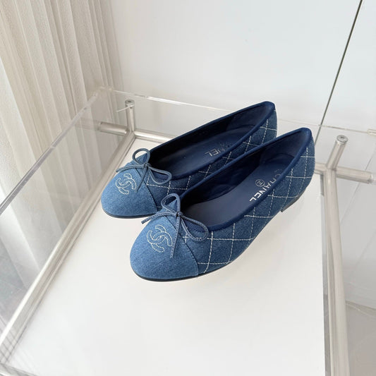 26S BALLET FLATS IN BLUE DENIM WITH BOW mysite