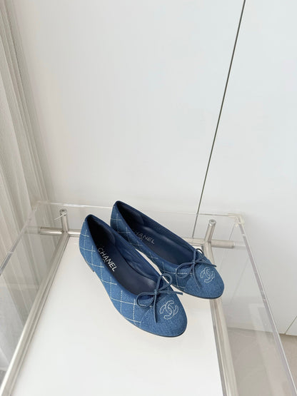 26S BALLET FLATS IN BLUE DENIM WITH BOW mysite
