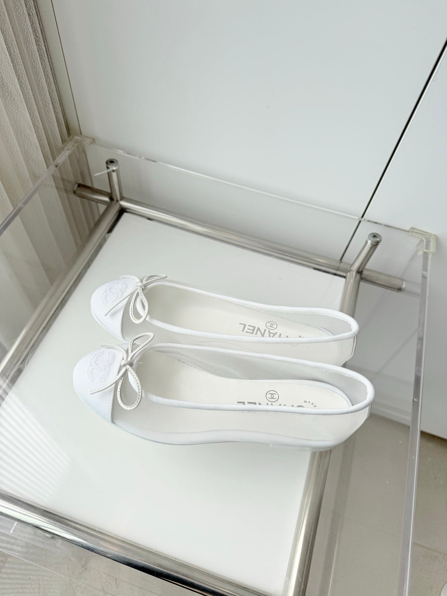 26S BALLET FLATS IN WHITE MESH TOE CAP AND BOW mysite