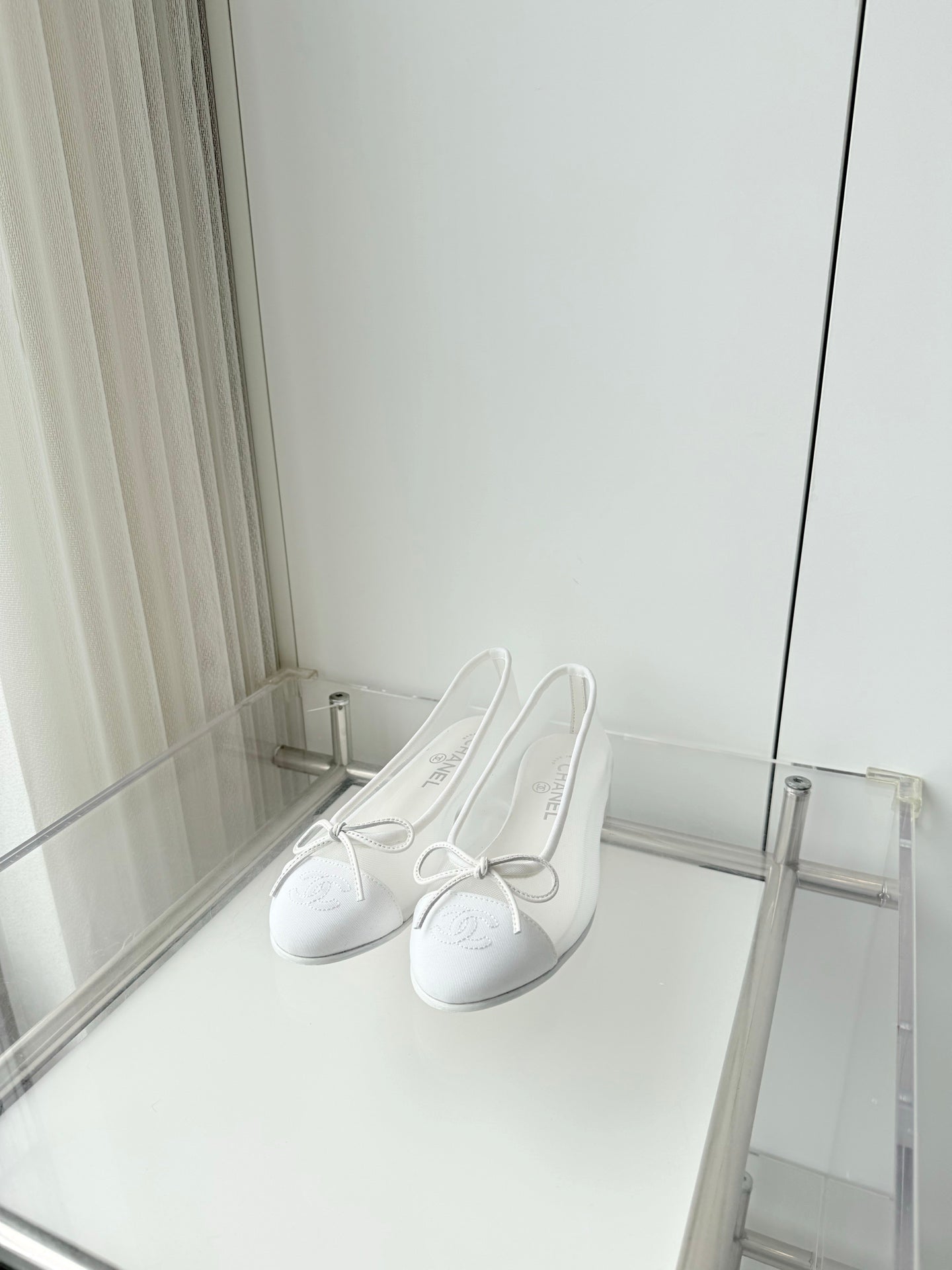 26S BALLET FLATS IN WHITE MESH TOE CAP AND BOW mysite