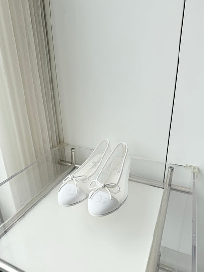 26S BALLET FLATS IN WHITE MESH TOE CAP AND BOW mysite