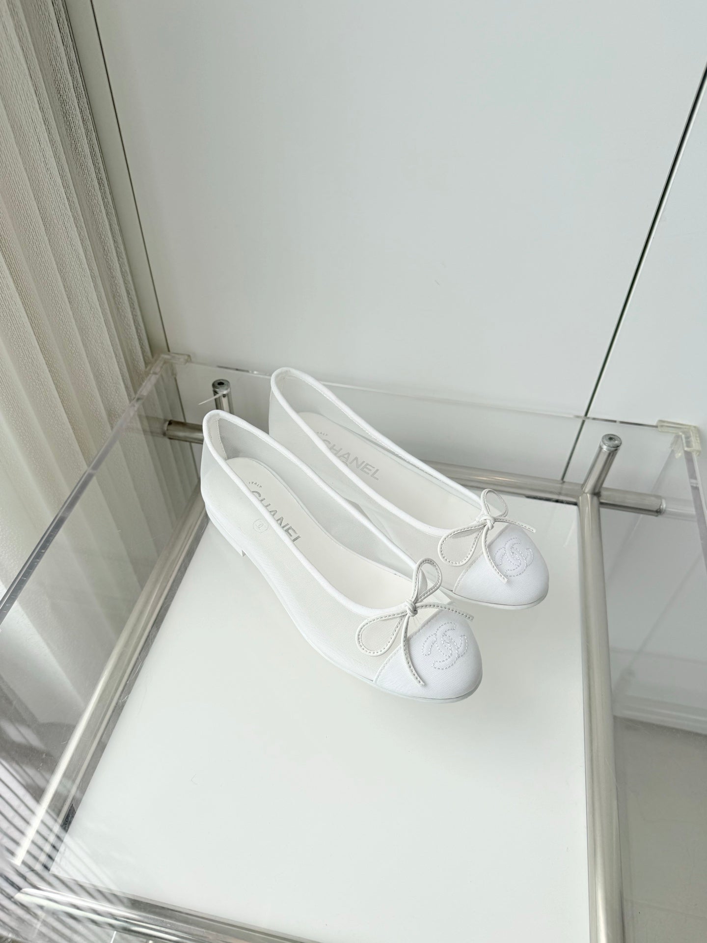 26S BALLET FLATS IN WHITE MESH TOE CAP AND BOW mysite