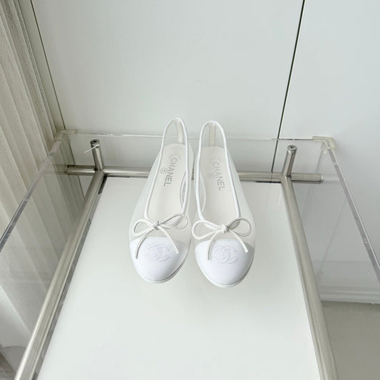 26S BALLET FLATS IN WHITE MESH TOE CAP AND BOW mysite