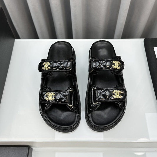 DAD SANDALS BLACK PATENT LAMBSKIN MULES mysite