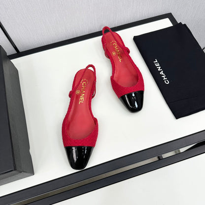 SLINGBACK ROSE RED TWEED AND BLACK CALFSKIN mysite