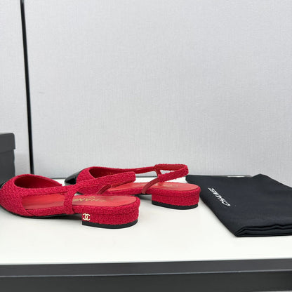 SLINGBACK ROSE RED TWEED AND BLACK CALFSKIN mysite