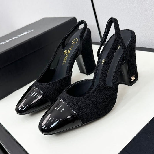 HIGH SLINGBACK BLACK TWEED AND CALFSKIN mysite