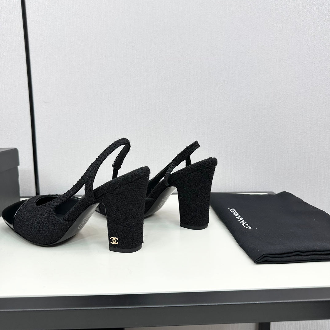 HIGH SLINGBACK BLACK TWEED AND CALFSKIN mysite