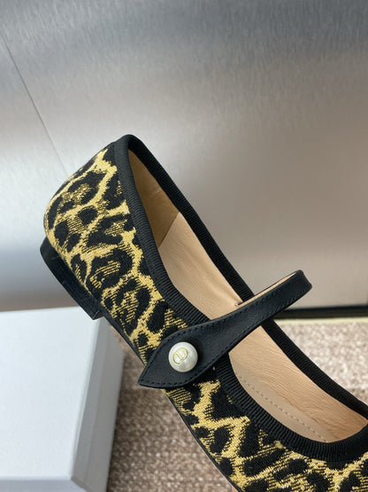 BALLET FLAT CAMEL PONY HAIR CALFSKIN WITH BROWN LEOPARD MOTIF mysite