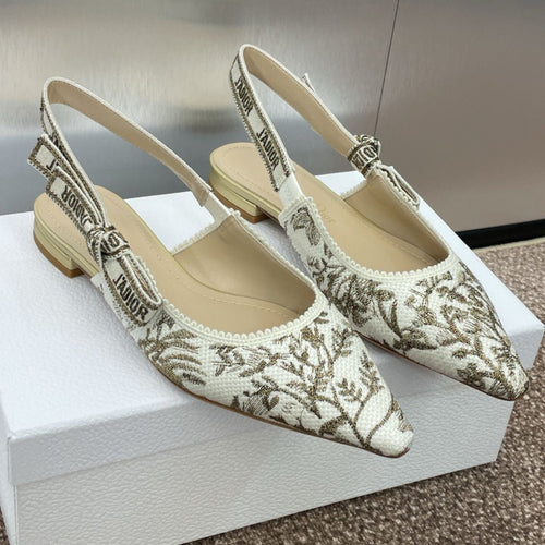 J'ADIOR SLINGBACK PUMP WHITE AND GOLD-TONE MILLEFIORI JACQUARD mysite
