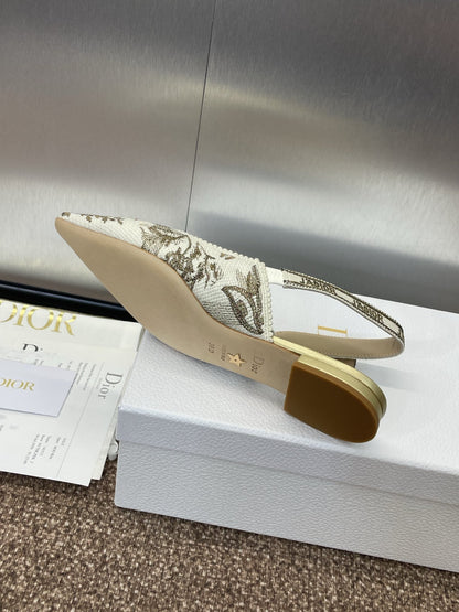 J'ADIOR SLINGBACK PUMP WHITE AND GOLD-TONE MILLEFIORI JACQUARD mysite