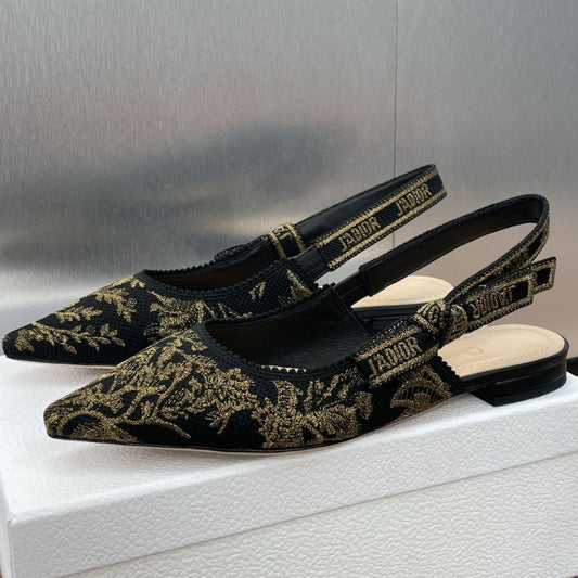 J'ADIOR SLINGBACK PUMP BLACK AND GOLD-TONE MILLEFIORI JACQUARD mysite