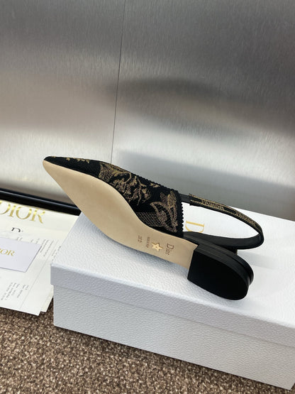 J'ADIOR SLINGBACK PUMP BLACK AND GOLD-TONE MILLEFIORI JACQUARD mysite