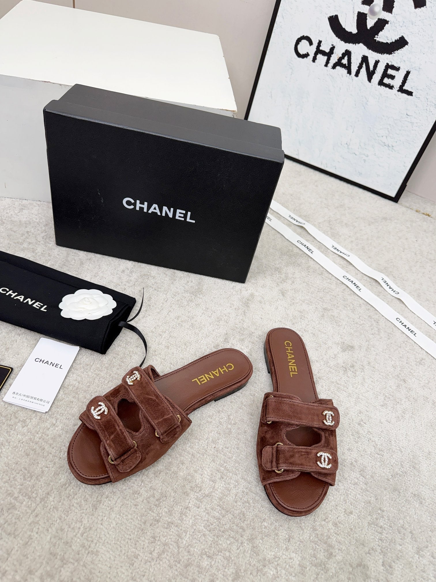 26S DOUBLE STRAP SLIDE SANDALS IN BROWN SUEDE AND CALFSKIN mysite
