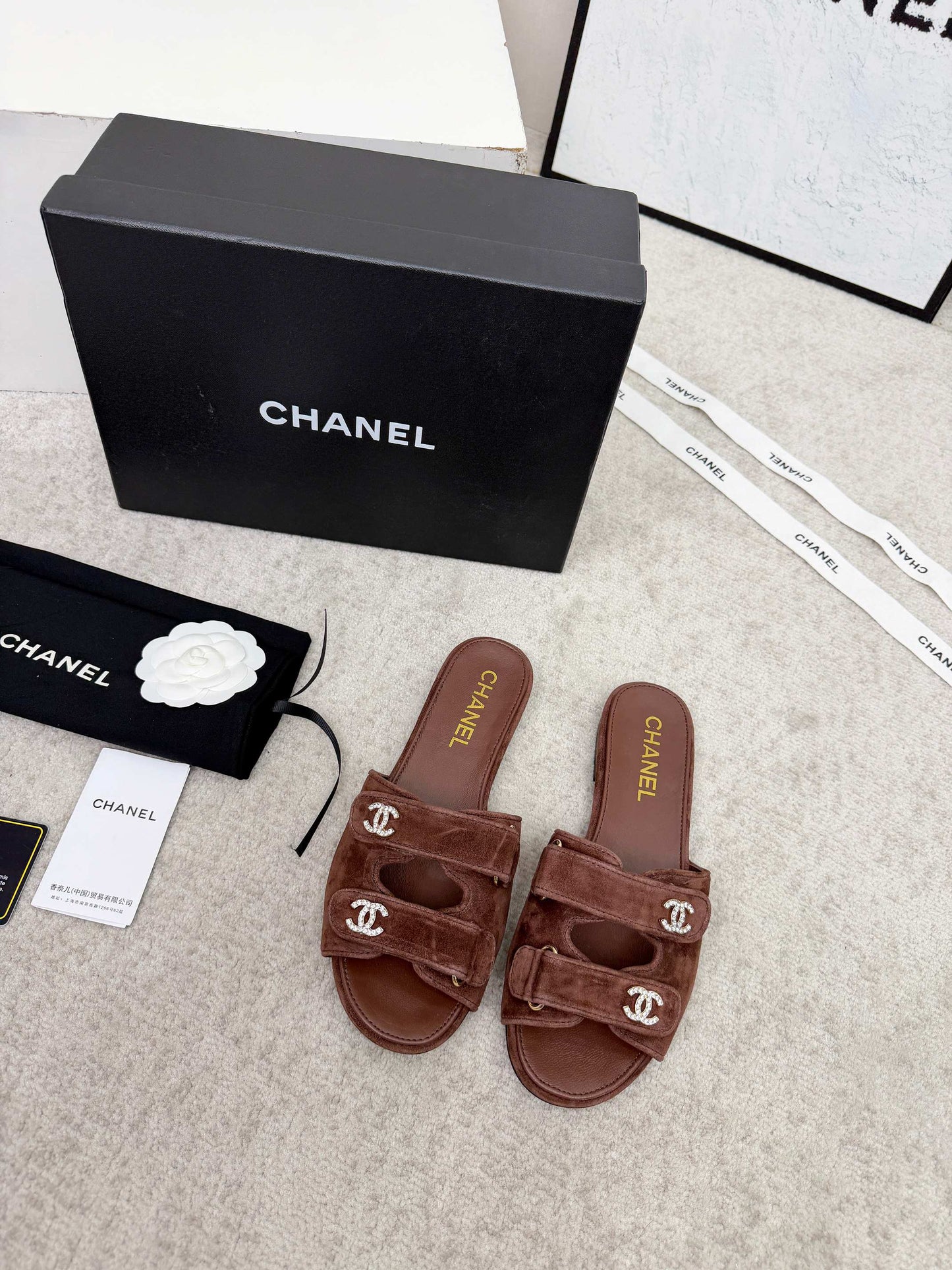 26S DOUBLE STRAP SLIDE SANDALS IN BROWN SUEDE AND CALFSKIN mysite