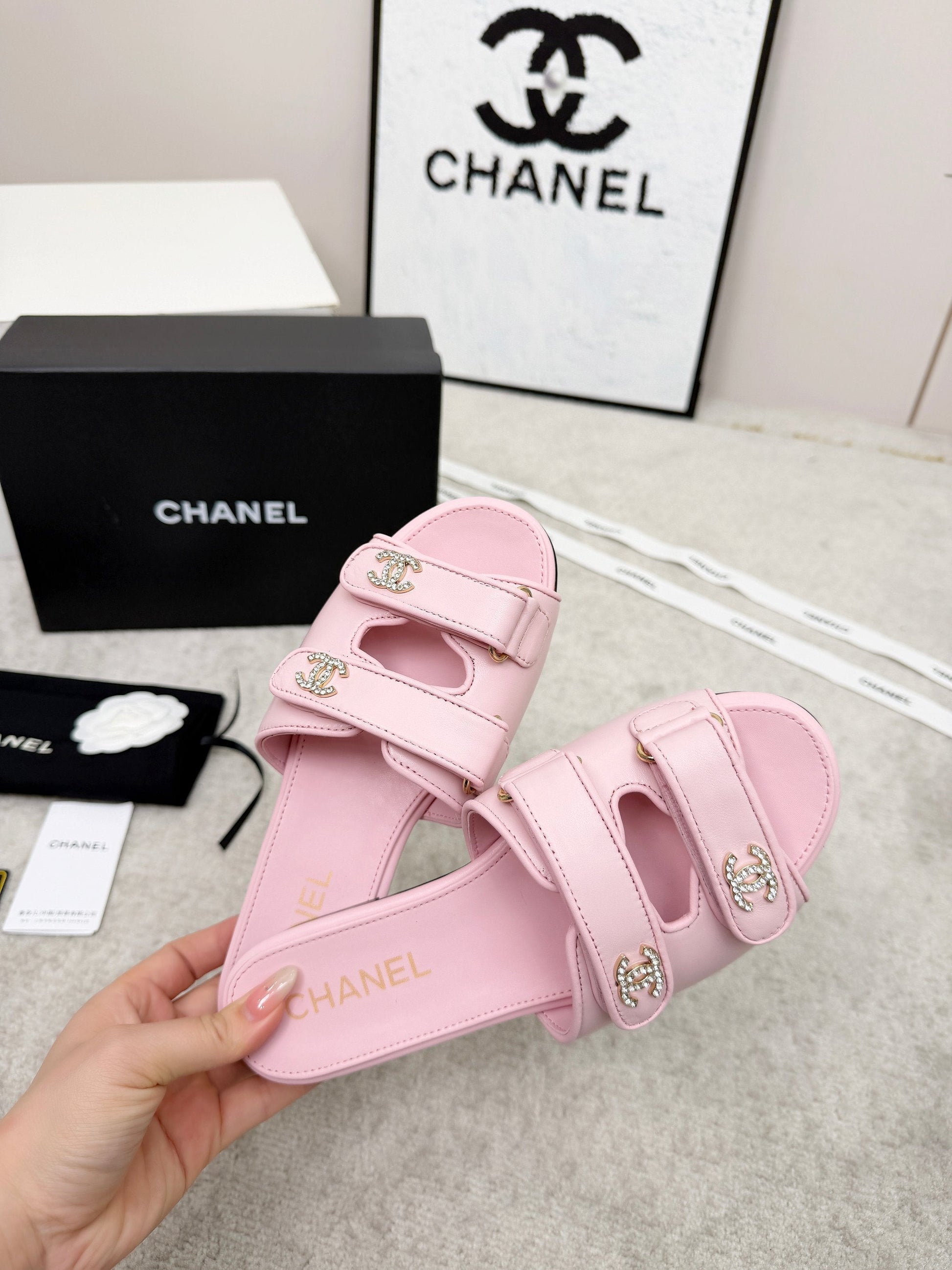 26S DOUBLE STRAP SLIDE SANDALS IN PINK CALFSKIN mysite