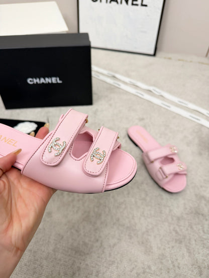 26S DOUBLE STRAP SLIDE SANDALS IN PINK CALFSKIN mysite