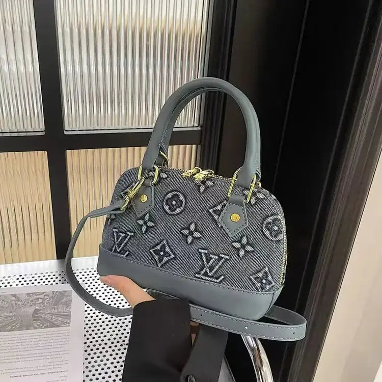 Vintage Denim Mini Dome Bag, Handbag & Crossbody Bag-18 mysite