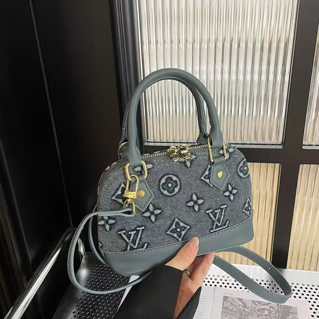 Vintage Denim Mini Dome Bag, Handbag & Crossbody Bag-18 mysite