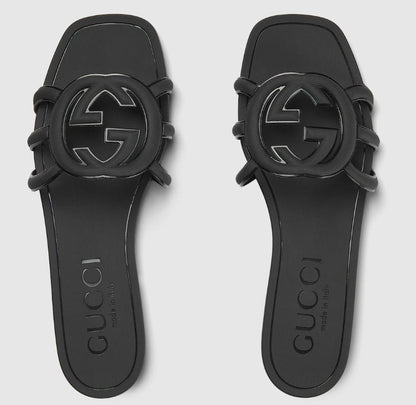 Minimal Luxe Double G Logo Slides – Chic Everyday Flat Sandals-s2 mysite