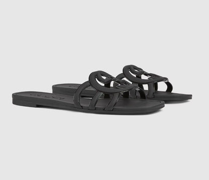 Minimal Luxe Double G Logo Slides – Chic Everyday Flat Sandals-s2 mysite
