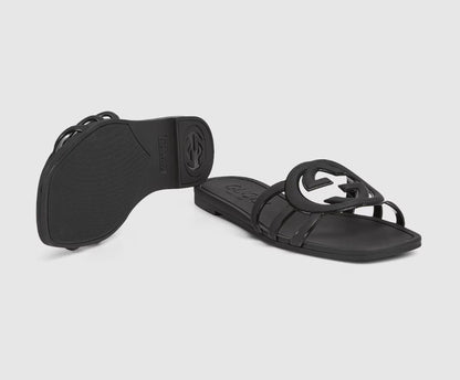 Minimal Luxe Double G Logo Slides – Chic Everyday Flat Sandals-s2 mysite