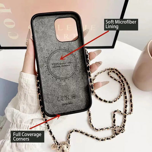Quilted Crossbody iPhone Case with Chain Strap & Card Pocket-s2 mysite