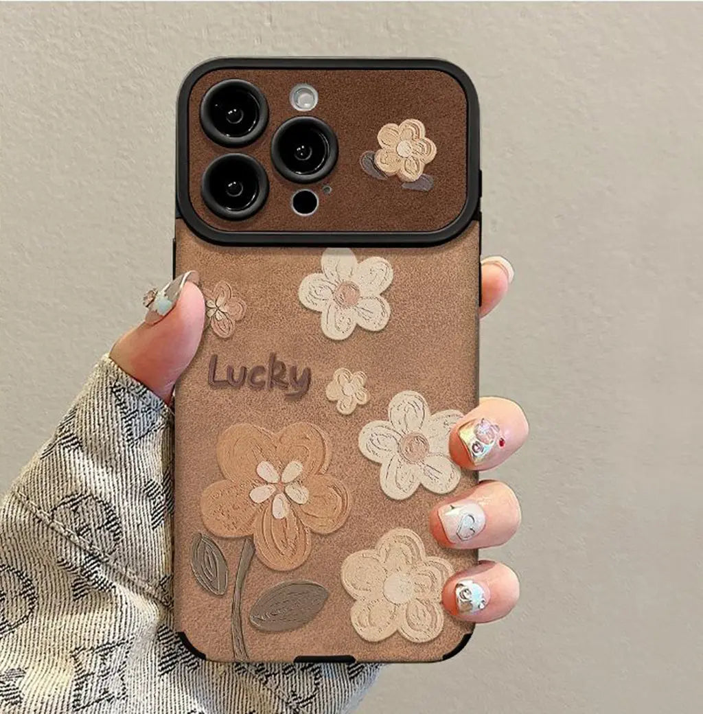 Floral Leather Phone Case with Detachable Wrist Strap-s2 mysite