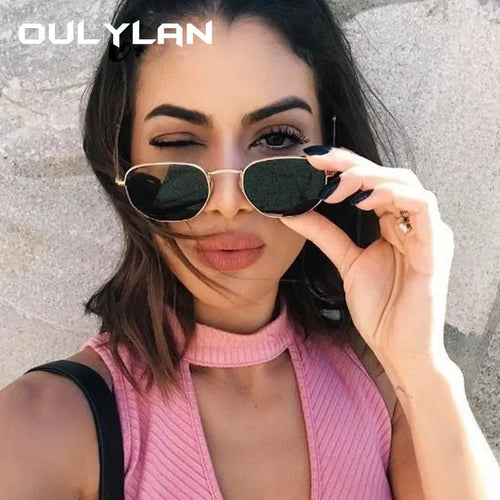 Oulylan Vintage Polygon Sunglasses Women Men Brand Metal Frame Sun Glasses Ladies UV400 Female Luxury Polygonal Sunglass Male--s1 mysite