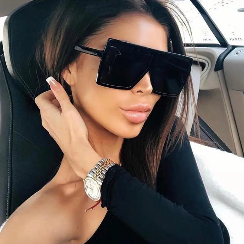 Plastic Oversized Women Sunglasses Square Brand Designer Big Frame Sunglasses For Female UV400 Sun Glasses oculos masculino--s1 mysite
