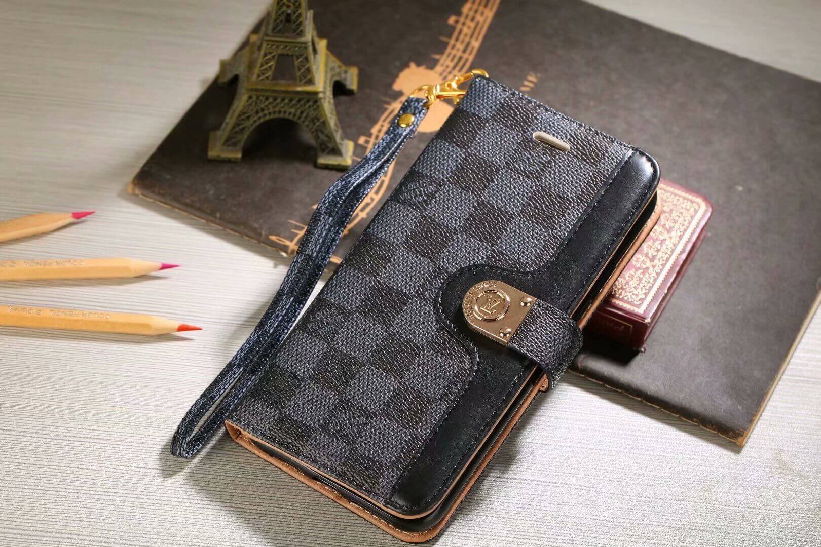 Luxury Monogram Wallet Case for Samsung – Black Checkerboard-1 mysite