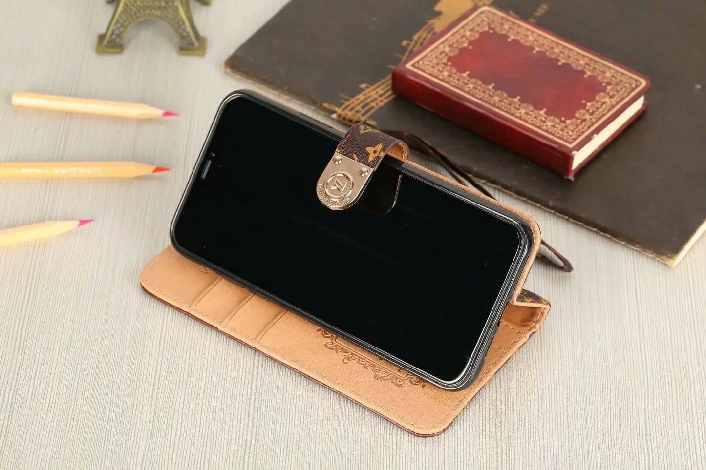 Luxury Monogram Wallet Case for Samsung – Black Checkerboard-1 mysite