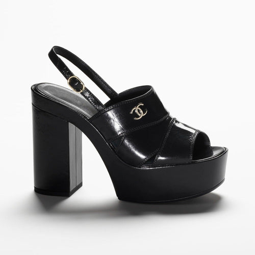SANDALS BLACK PATENT CRUMPLED LAMBSKIN mysite