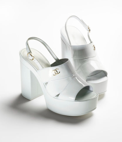 SANDALS WHITE PATENT CRUMPLED LAMBSKIN mysite