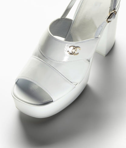 SANDALS WHITE PATENT CRUMPLED LAMBSKIN mysite
