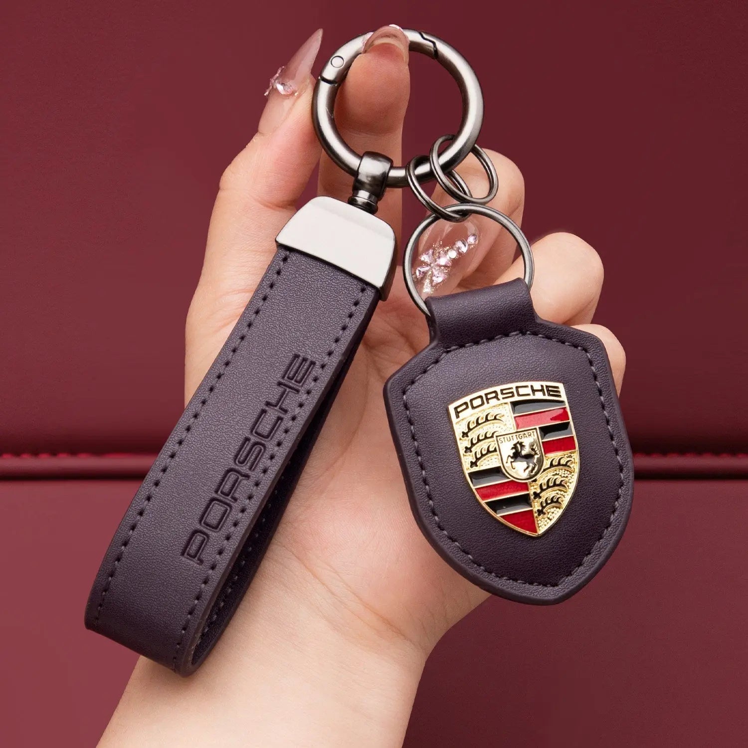 Genuine Leather Porsche Keychain-s2 mysite