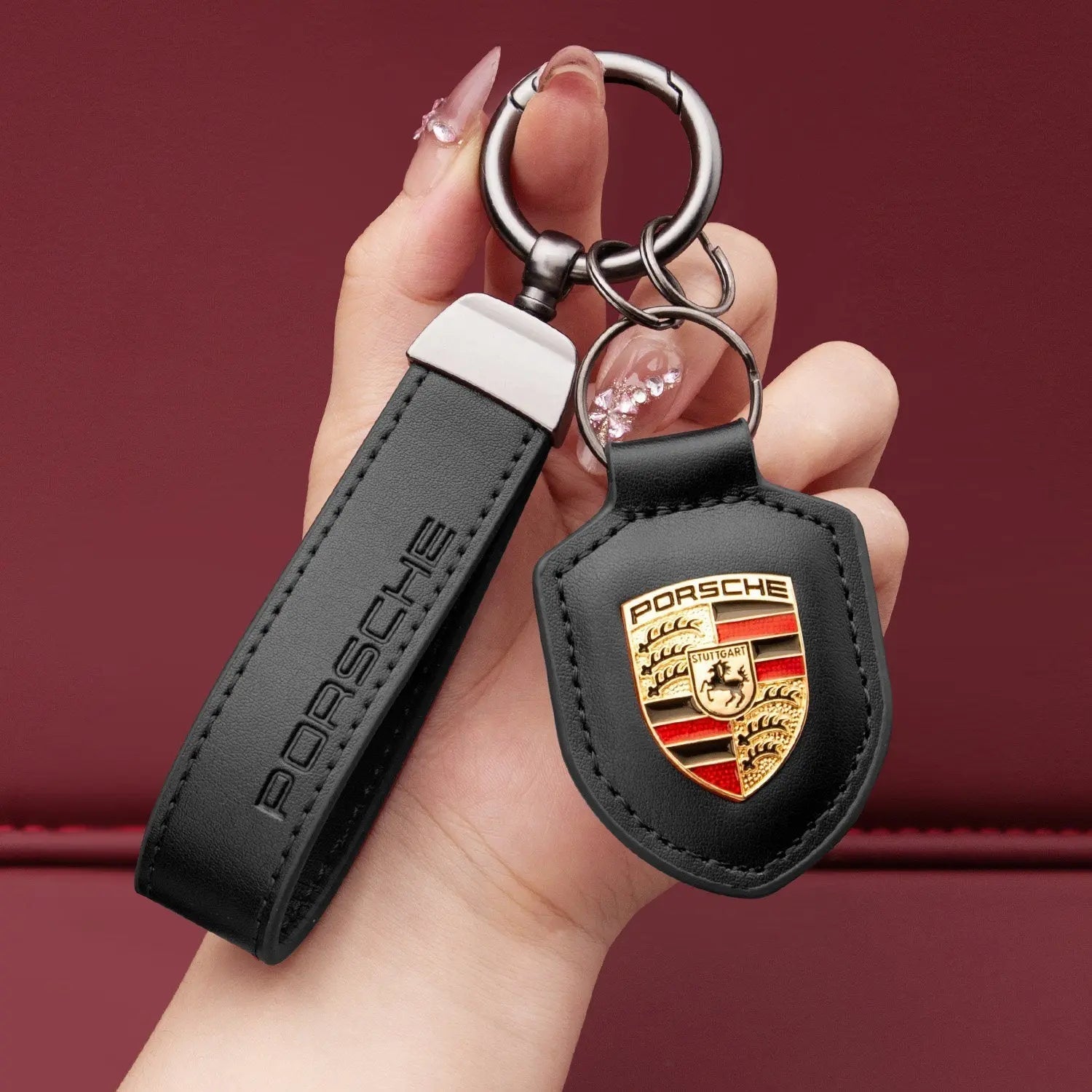 Genuine Leather Porsche Keychain-s2 mysite
