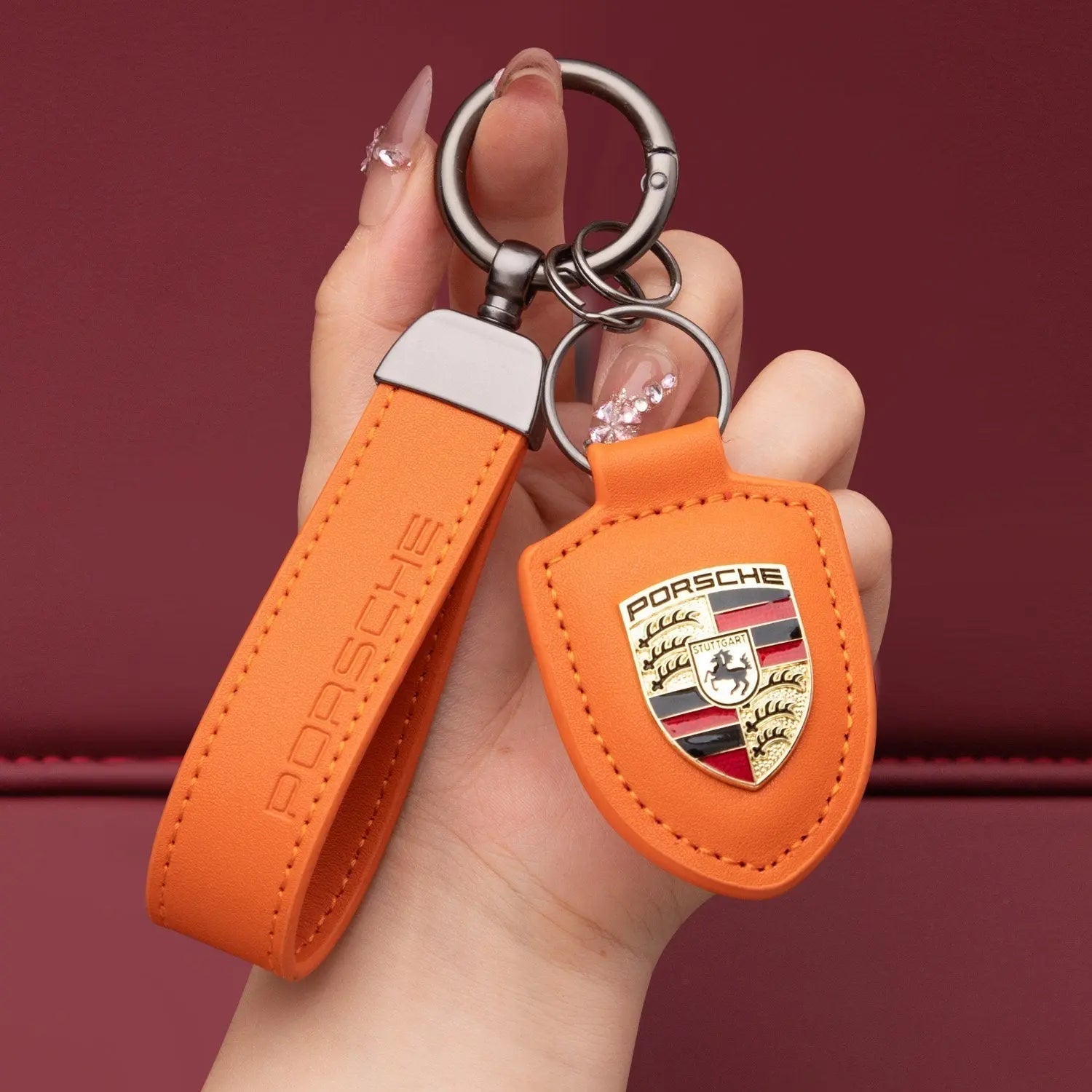 Genuine Leather Porsche Keychain-s2 mysite