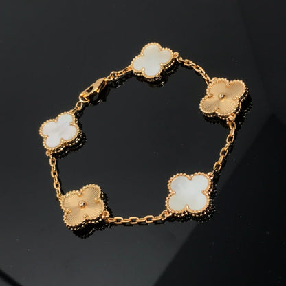 BRACELET 5 MOTIF WHITE MOP AND PINK GOLD mysite