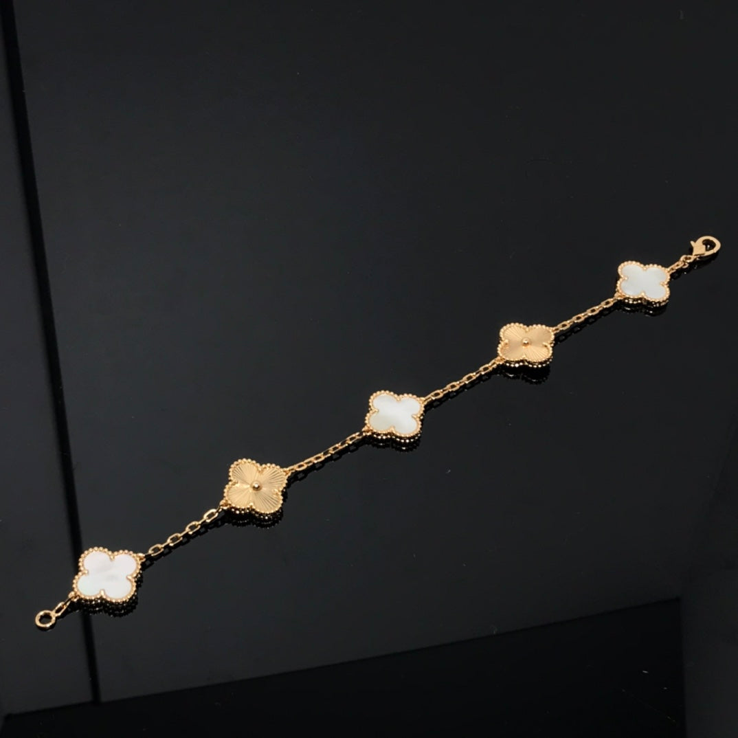 BRACELET 5 MOTIF WHITE MOP AND PINK GOLD mysite