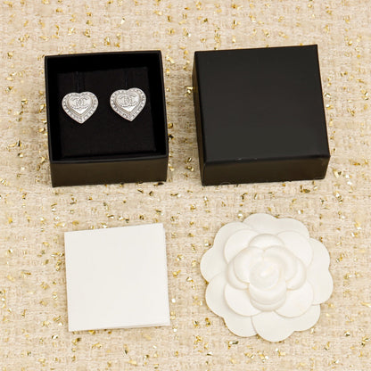 HEART CC DIAMONDS AROUND STUD SILVER EARRINGS mysite