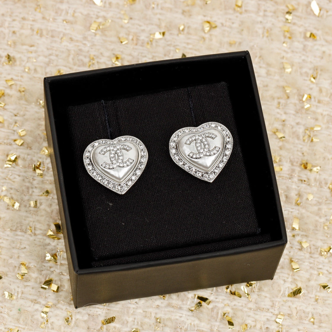 HEART CC DIAMONDS AROUND STUD SILVER EARRINGS mysite