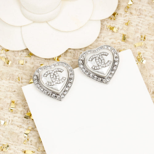 HEART CC DIAMONDS AROUND STUD SILVER EARRINGS mysite