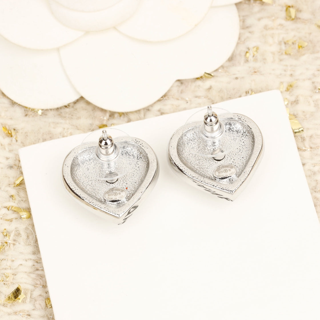 HEART CC DIAMONDS AROUND STUD SILVER EARRINGS mysite