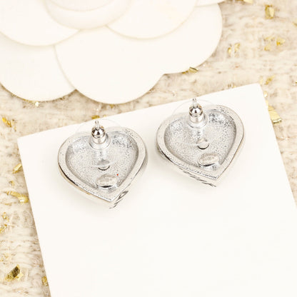 HEART CC DIAMONDS AROUND STUD SILVER EARRINGS mysite